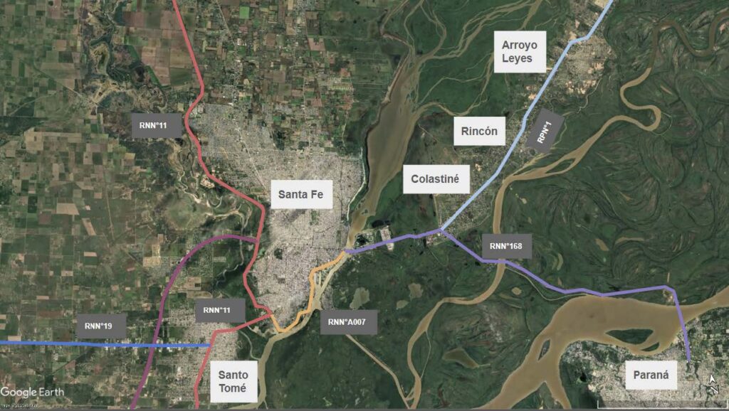 Imagen satelital de conexiones viales del entorno